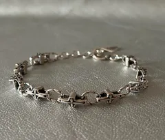 新品【シルバージュエリー】クロス 十字架 ブレスレット ヴィンテージ バングル アクセサリー アンカーチェーンブレスレット ゴシック 925刻印 メンズ レディース Silver Plated【残りわずかです】