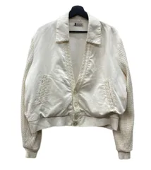 ヴィンテージ vintage 50s 50年代 SPIEGEL ロカビリー コットンピケ ケーブルニット スポーツジャケット 切替 白 ジャケット 無地 ホワイト 104MT-1927