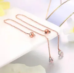 P85【ギフト箱無料】人気デザイン PG CZダイヤ チェーンピアス