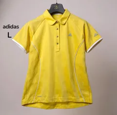 adidas アディダス ゴルフウェア ポロシャツ レディース Lサイズ イエロー CLIMACOOL 吸汗速乾 半袖 スリーストライプス スポーツ ゴルフ polo shirt summer cool dry