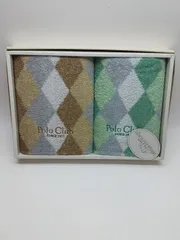 未使用保管品　Polo Club　フェイスタオル２枚セット　グリーン、ブラウン　綿100％