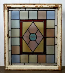 アンティーク風窓枠型ミラー　リサイクルウッド　木枠　レトロ　格子　壁掛け　鏡 窓枠 アンティーク（壁掛け｜鏡）：インテリア・寝具・収納