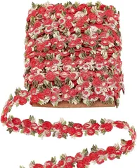 PH PandaHall 手芸ブレード 刺繍 花柄 レースリボン カラフル フラワー モチーフ レーストリム 高級 飾り カーテン 服 枕 帽子 装飾 ハンドメイド 材料 DIY 裁縫材料 おしゃれ 華麗 プレゼント用の包装 幅20mm( 赤色)