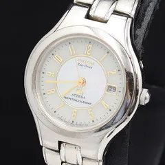 良品 シチズン アテッサ エコドライブ パーペチュアルカレンダー B110-K17713 ソーラー シェル文字盤 レディース腕時計 DOI 2000000 NSK