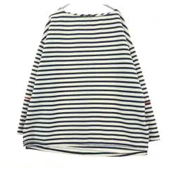 美品 ZARA ザラ ボーダー柄 長袖 ラウンドネック カットソー S ネイビー系 袖口ボタン レディース 古着