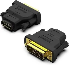 BENFEI 2個 DVI-HDMI、双方向DVI（DVI-D）-HDMIオス-メスアダプター、金メッキコード