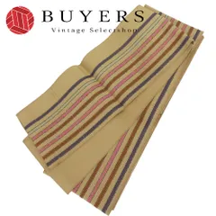 【中古】 半幅帯 袋帯 正絹(金銀糸除く) ベージュ マルチカラー 呉服 着物 和装 ストライプ 和装 呉服 和服 きもの レディース 女性