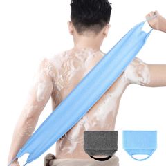 【数量限定】WOVTE バスタオル 男女兼用 ボディタオル二枚 (black+blue) あかすりタオル