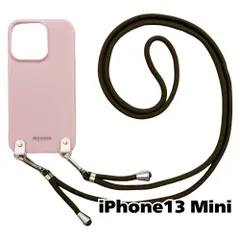 【新品未使用】iPhone13 Mini アイフォン13ミニ ケース(くすみピンク/カーキ)ひも TPU カバー ストラップ myones 斜め掛け zmyones002-ps1-st25-iphone13min-pk-khaki