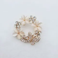 ブローチ ストーン コサージュ サークルF ゴールド 卒業式 入園式 結婚式