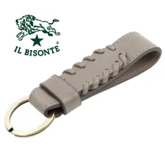 イルビゾンテ キーリング IL BISONTE キーホルダー 54_1_54242305150 / SKH149 PV0001 GY103B 編み込み レザー 本革 トルトラ グレー スマートキー キーケース