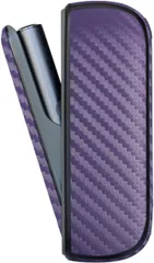 KAIYILY コンパチブル IQOS ILUMA用のケース ドアカバー アイコスイルマ用ケース 2点セット PUレザー カーボンファイバーパターン 持ち運び便利 耐衝撃 指紋防止 保護ケース(パープル)