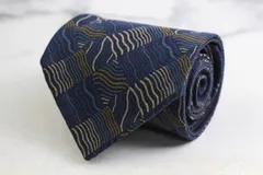 ミラショーン ブランドネクタイ リバーシブル チェック柄 格子柄 ウール イタリア製 PO メンズ ネイビー mila schon 【中古】