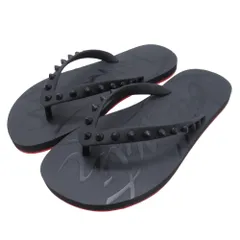 新品同様 Christian Louboutin クリスチャンルブタン LOUBI FLIP DONNA FLAT RUBB ビーチサンダル フラット シューズ 靴 36 黒 ブラック レディース 古着 中古 USED