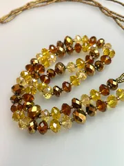 美品 カットクリスタルビーズロングネックレス