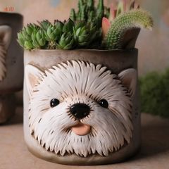 植木鉢 おしゃれ 犬型 可愛い 屋外 鉢カバー フラワーポット ミニポット 観葉植物 受け皿一体型 鉢植え 室内 ガーデニング インテリア 観葉植物 鉢 観葉植物の鉢 陶器 植え替え 鉢カバー おしゃれ 鉢底穴有り