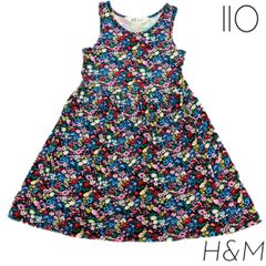 古着     Ｈ＆Ｍ　ノースリーブ  ワンピース   110サイズ　美品　花柄　夏　女の子　 スカート　　お洒落　　可愛い　　カラフル　フォロー割り　 C47