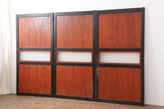 ▼現状販売▼ ガラス帯戸3枚セット アンティーク建具 大正昭和初期 レトロ建具 板戸 引き戸 4～7営業日前後で発送(※修理加工希望の方3ヶ月程で発送) R-036794