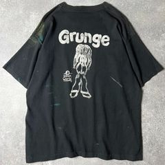 雰囲気系 90s stick world 棒人間 キャラクター 両面 プリント 半袖 Tシャツ / 90年代 オールド シングル ステッチ キャラT グランジ