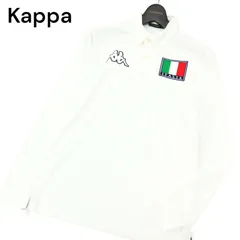 Kappa GOLF カッパ ゴルフ 通年 ロゴ★ イタリア ワッペン プリント 長袖 鹿の子 ポロシャツ Sz.M　メンズ 白