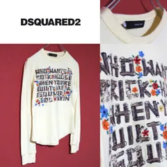 DSQUARED2 フラワー刺繍 ほつれ加工 プリントデザイン ロンT