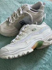 スケッチャーズ スニーカー シューズ skechers 白 厚底 靴 虹色　24