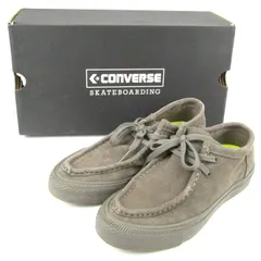 コンバース モカシン SKATE BOARDING 本革 レザー シューズ 靴 スケーティング レディース 24サイズ カーキ CONVERSE 【中古】