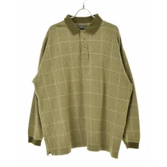 【CROFT&BARROW】千鳥 ハウンドトゥース チェック長袖ポロシャツ