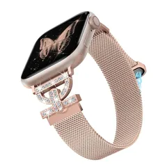 【新品】 Girovo コンパチブル Apple Watch シリコンバンド/アップルウォッチバンド, キラキラDバックル ステンレス磁石マグネットあっぷるうぉっち交換ベルト おしゃれ 可愛い レデース女性専用メタルストラップ for iWatch Ser 1