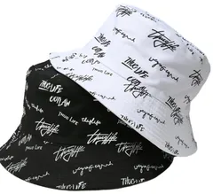 バケットハット リバーシブル ユニセックス 韓国風 スタイル ファッション ストリート 系 帽子 アウトドア カジュアル フリーサイズ 2カラー バケット ハット バケハ キャップ HAT CAP シンプル 無地 総 [2カラーセット] [Free Size]