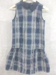 ◇ IENA イエナ チェック ノースリーブ 膝丈 ワンピース ネイビー * 1002799361392 【中古】 【1002799361392】