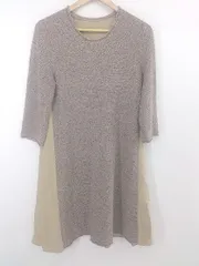 ◇ UNITED ARROWS ニット 切替 カジュアル 長袖 膝丈 ワンピース ブラウン ベージュ レディース P  【1307040032244】