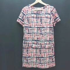 ◇ FIFILLES Paris クルーネック フランス製 フェミニン 半袖 ひざ丈 ワンピース 表記なし ピンク レディース E 【1309040096974】