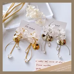 【304ステンレス ポスト 24KGP 本金メッキ】 クリア フラワー メタル ゴールド シルバー チェーン ワイヤー ピアス 天然石 クリスタル クォーツ ブライダル ウェディング ハンドメイドピアス アレルギー対応 【イヤリング変更可能】