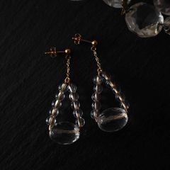 Ouca（ウーサ）ピアス／独創的でしなやかなフォルムにこだわったピアスコレクション/14KGF×水晶ナツメトライアングル