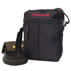 WE25023 新品同様 極美品 Timberland ティンバーランド ロゴ刺繍 ナイロン ジップ 斜め掛け クロスボディ ショルダーバッグ ビジネスバッグ 肩掛け 鞄 黒 ブラック 保存袋付き メンズ レディース 男女兼用