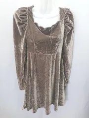 ◇ ◎●未使用● GRL グレイル 長袖 ミニ丈 ワンピース サイズM ブラウン系 レディース E  【1406180073541】