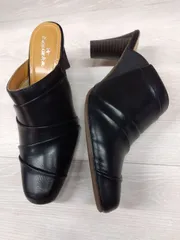 【訳あり】ミュール サンダル サボサンダル レディース ヒール 前詰まり 前かぶり 美脚 カジュアル サボ　黒　ブラック M（23.0～23.5cm）tk19972blmwk7