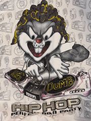 90s　ルーニーテューンズ　 LOONEY TUNES　DJ　キャラクタープリント ビッグプリント　ヴィンテージ　Ｔシャツ　両面プリント　バックスバニー　トゥイーティ