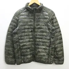 C■ユニクロ/UNIQLO 迷彩柄 ウルトラライトダウンジャケット【L】カーキ/MENS■z24【中古】