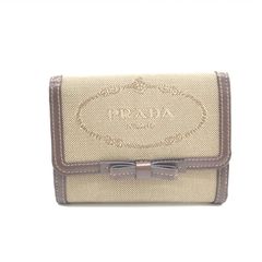 PRADA プラダ ジャガード ウォレット リボン キャンバスレザー 箱付き 美品