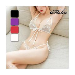 レースのモチーフがセクシーな紐ブラ＆紐ショーツセット　BS-8869