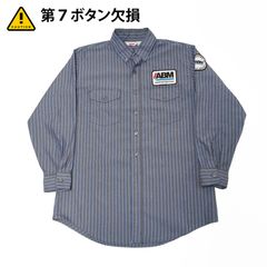 【USA製】UNITOG ユニトグ 長袖 ワークシャツ 企業ロゴ ワッペン ストライプ柄 16-161/2