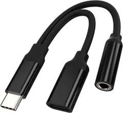 USB C 3.5mm イヤホンジャック 同時 急速充電変換アダプター 対応Apple iPhone15 Pro Max 対応iPad タイプc DAC オーディオ ヘッドフォン 二股 変換器 Type-C Aux ケーブル 接続 アクセサ