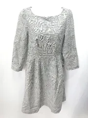 ◇ ◎ anatelier アナトリエ チェック柄 長袖 ロング丈 ワンピース サイズ38 グレー レディース E  【1406180084394】