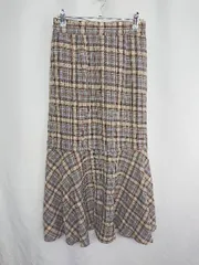 ◇ Gleeful チェック マーメイド ロング Aライン スカート サイズL ブラウン系 レディース E  【1409240060147】