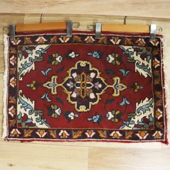 アンティーク幾何学模様の青緑ラグ 約260x約177cmウール100%