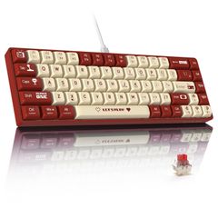 新品 MAMBASNAKE×AJAZZ AK680 有線ゲーミングキーボード 赤軸 軽量 メカニカルキーボード ホットスワップ対応 小型68キー RGB照明 ボール型キーキャップ EVAサンドイッチ WIN/MAC/ANDROID対応 ―レッド