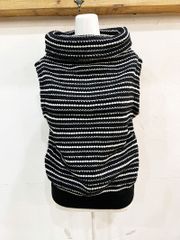 W75★SHIPS/シップス デザインニットタートルベスト ブラック系 レディース Mサイズ相当 ニットトップス カジュアル USED ★