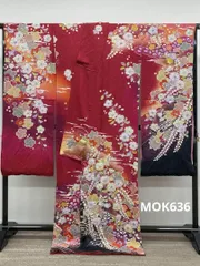 振袖 仮絵羽 銀通し 絞り 辻が花 紋意匠 正絹 未仕立て品 八掛付き MOK636